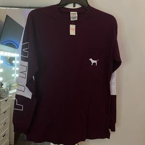 BRAND NEW PINK long sleeve maroon shirt